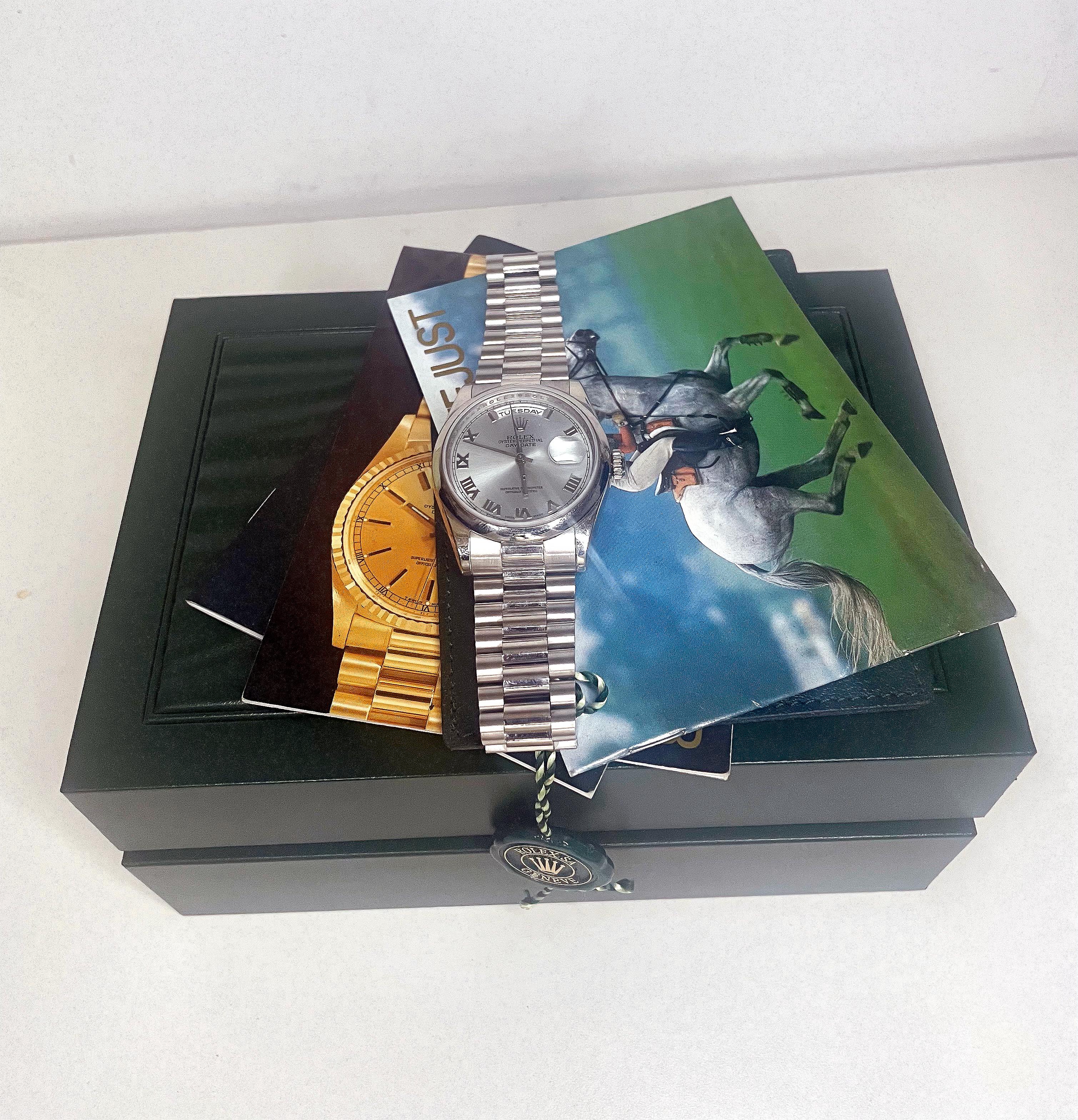 Rolex Herren Solid Platin Day-Date President Platin & Blau im Angebot 4