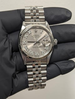 Rolex Uomo SS Datejust Ardesia Quadrante romano con diamanti Lunetta scanalata Orologio con cinturino Jubilee