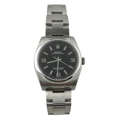 Rolex Men's Stainless 116000 Watch Black Dial Pink Markers Box/Papers