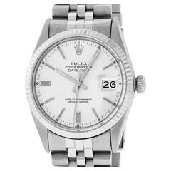 Rolex Mens Steel & 18K Gold Datejust Wristwatch Silver Index Dial 16014