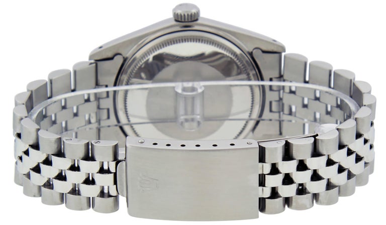 Rolex Mens Steel and 18K Gold Datejust Black Roman Datejust Wristwatch  For Sale 1