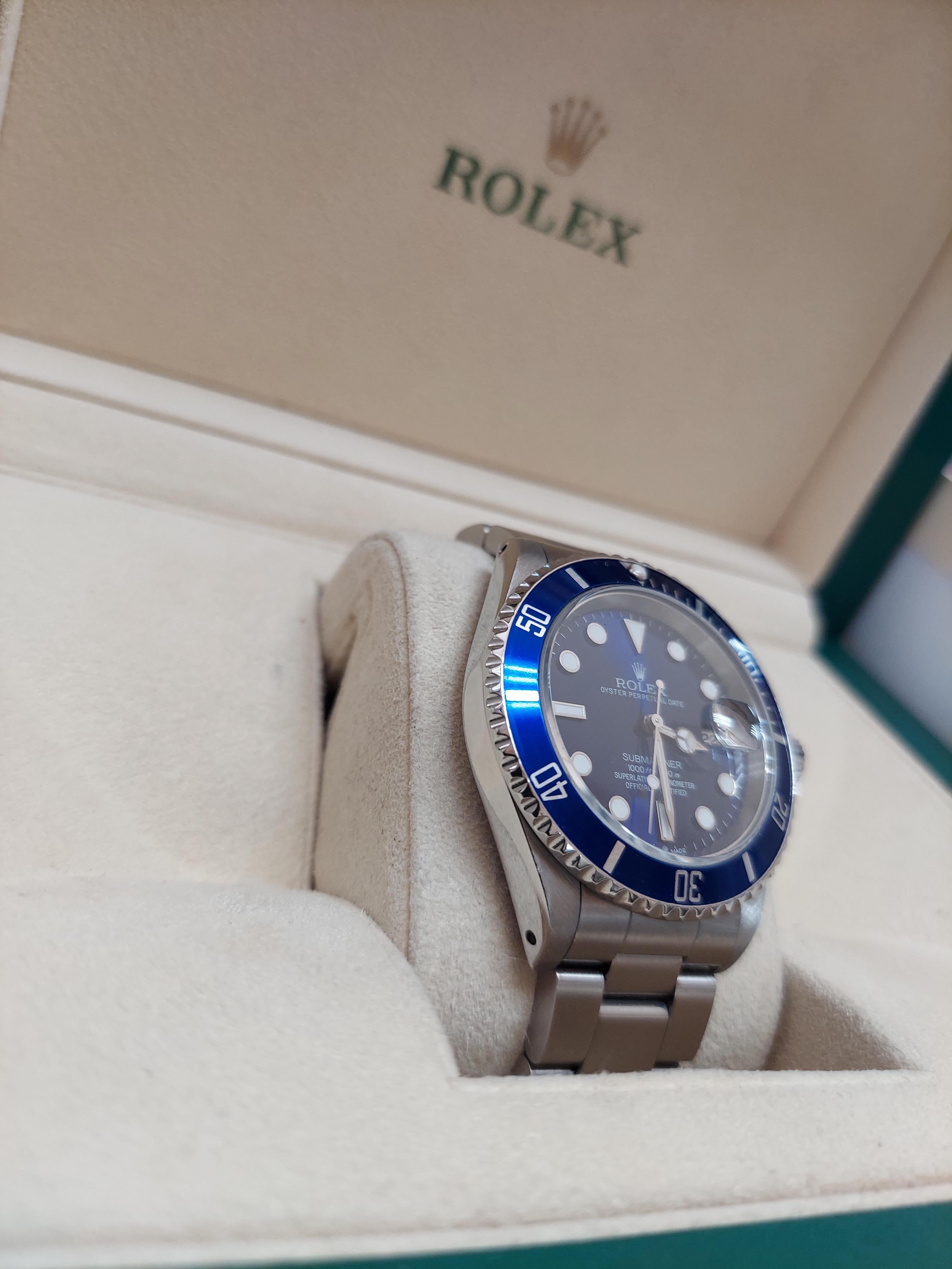 Moderne Rolex Submariner 16610 bleu 40 mm acier d'huître pour hommes