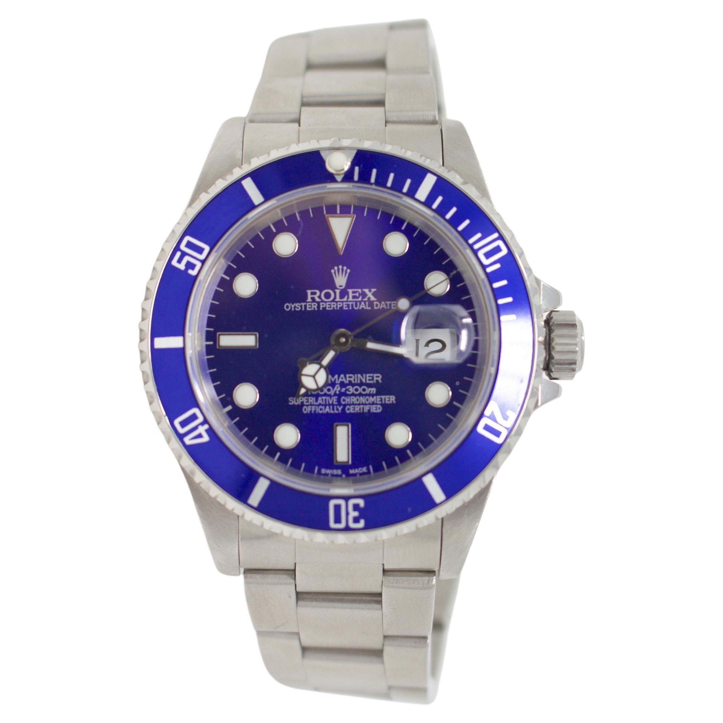 Rolex Submariner 16610 bleu 40 mm acier d'hu�ître pour hommes