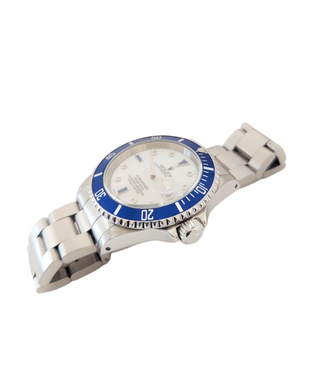 Rolex Herren 40mm Submariner 16610 Perlmutt Saphir Austernstahl für Herren (Moderne) im Angebot