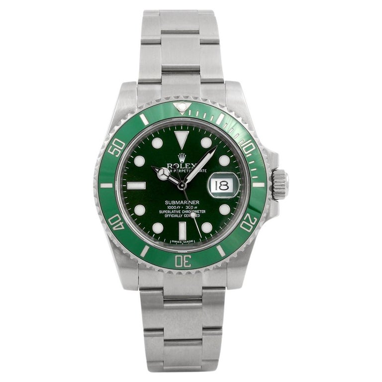 Rolex Submariner Men's Stainless Steel Green Dial Watch 116610LV at 1stDibs  | rolex green, rolex submariner surfside, green mens watch