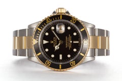 Rolex Mens Submariner Two Tone 18k & Stainless Steel Watch 16613 2007 Engraved