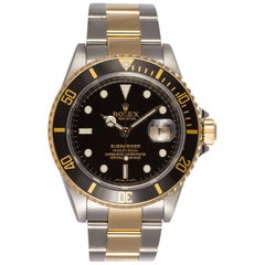 Rolex Mens Submariner Two Tone 18k & Stainless Steel Watch 16613 2007 Engraved