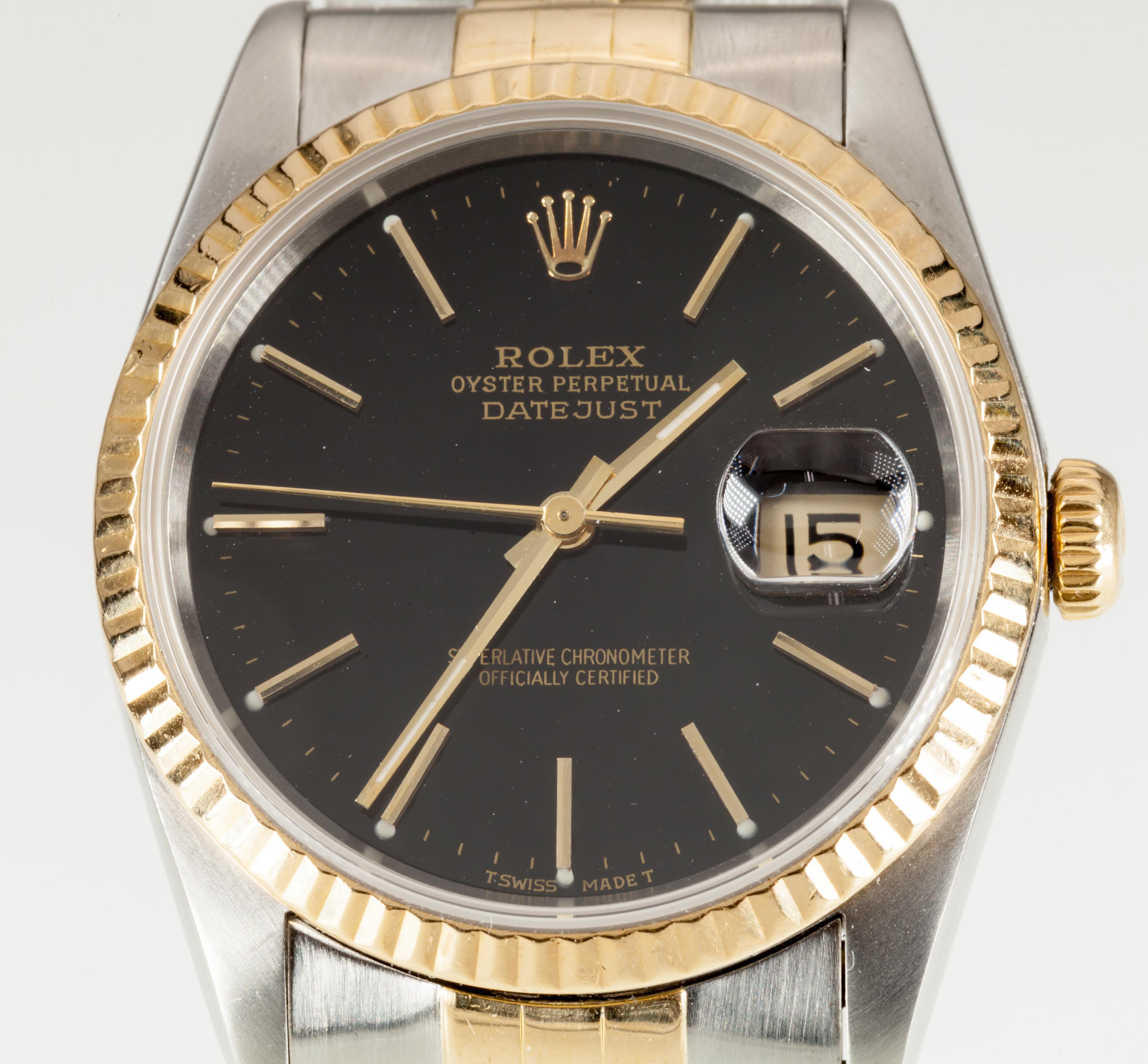 Rolex Men's Two-Tone OPDJ 16233 Stainless and 18k Yellow Gold Automatic Watch In Good Condition In Sherman Oaks, CA