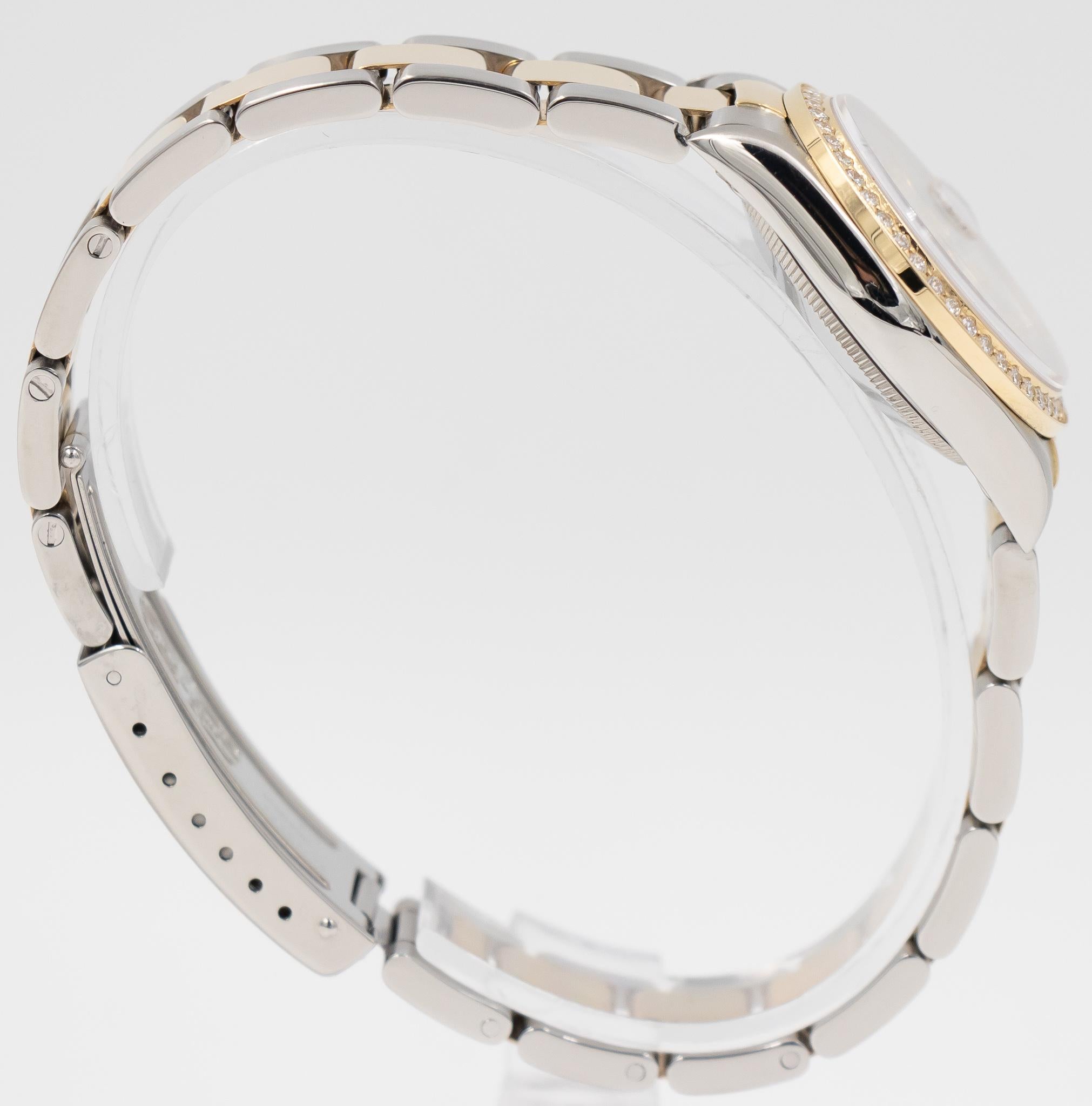 Rolex Mid-Size DateJust 31 6243, circa 1995, Diamond and MOP Dial, 18k YG and SS In Good Condition In Carmel, IN