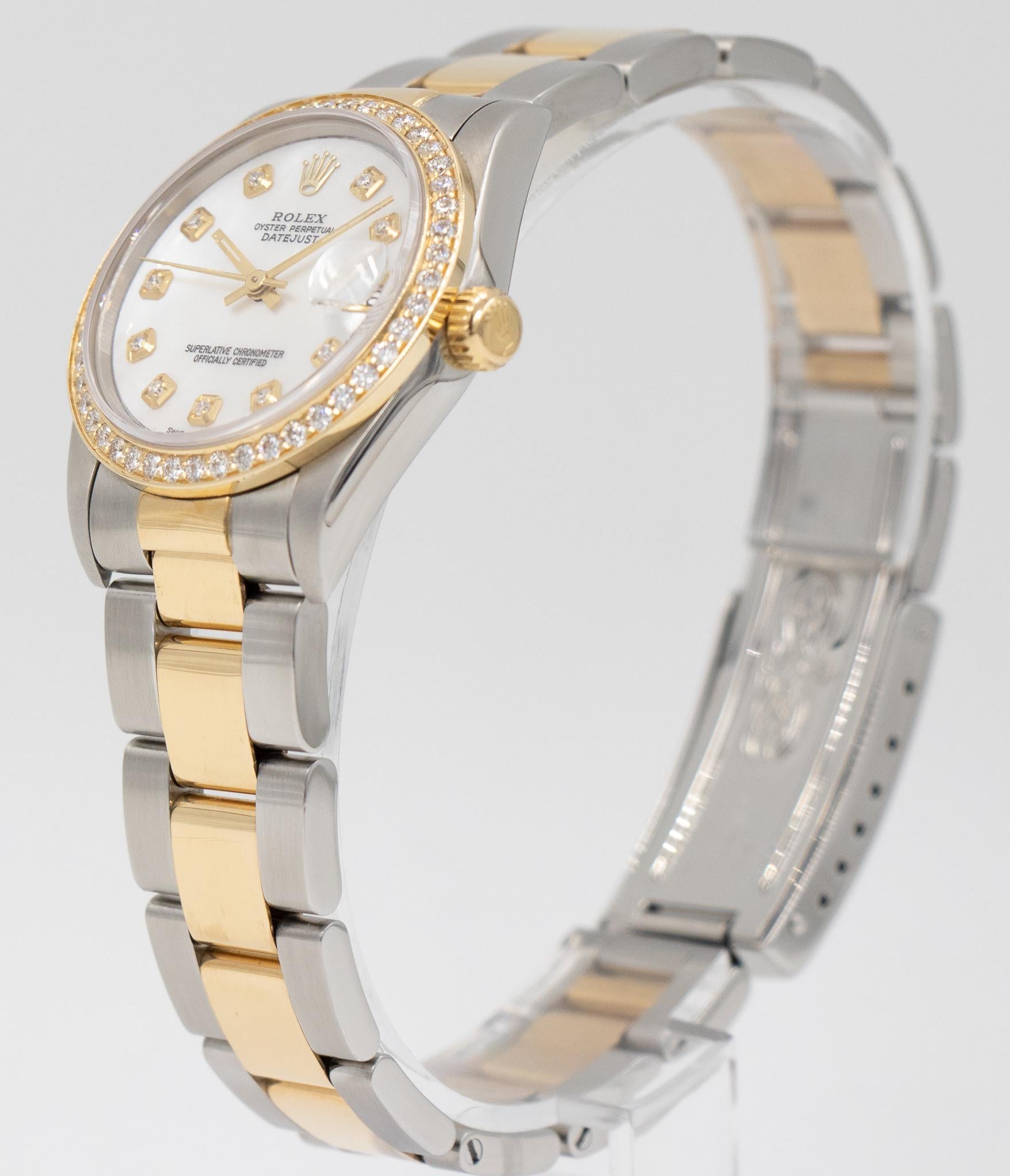 Rolex Mid-Size DateJust 31 6243, circa 1995, Diamond and MOP Dial, 18k YG and SS 1