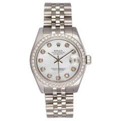 Rolex Mid-Size Datejust Stainless Steel 178240 MOP Dial Diamond Bezel