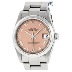 Rolex Mid-Size Stainless Steel Datejust Salmon Roman Dial Unisex Watch