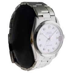 Rolex Mid Size Steel Oysterdate with Custom Pink M.O.P. Dial and Diamond Markers