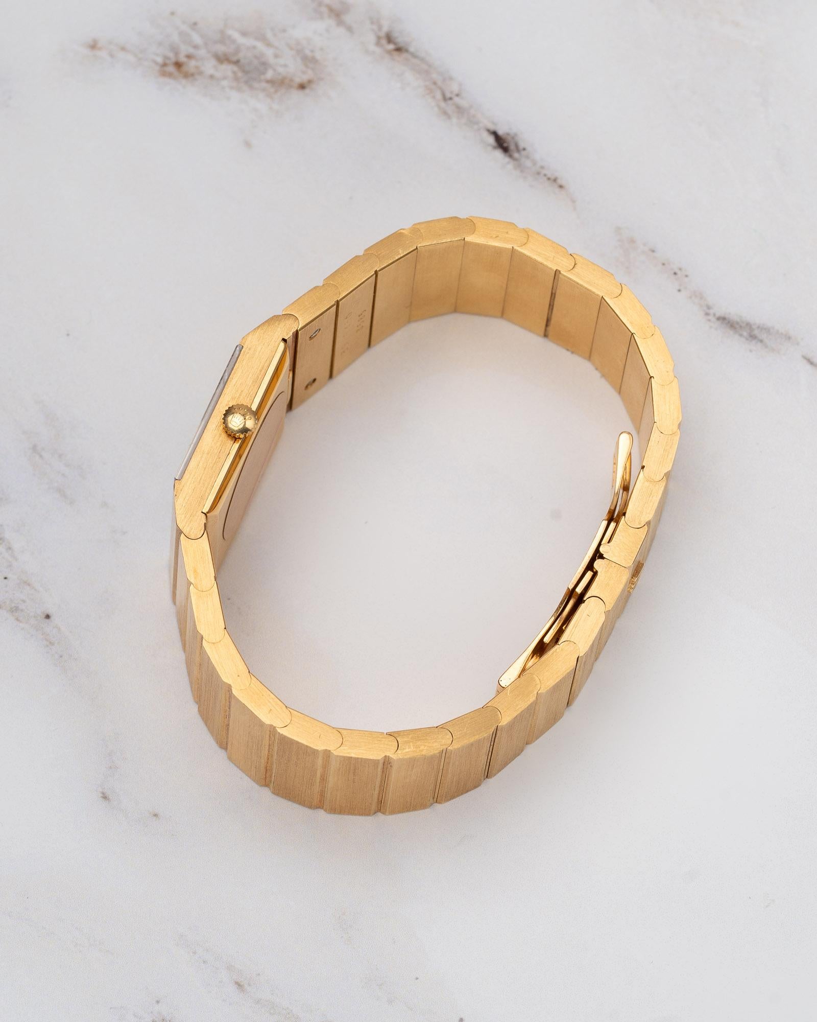 Rolex Midas 3585 Cadran Lapis Lazuli 18k YG 1975 en vente 8