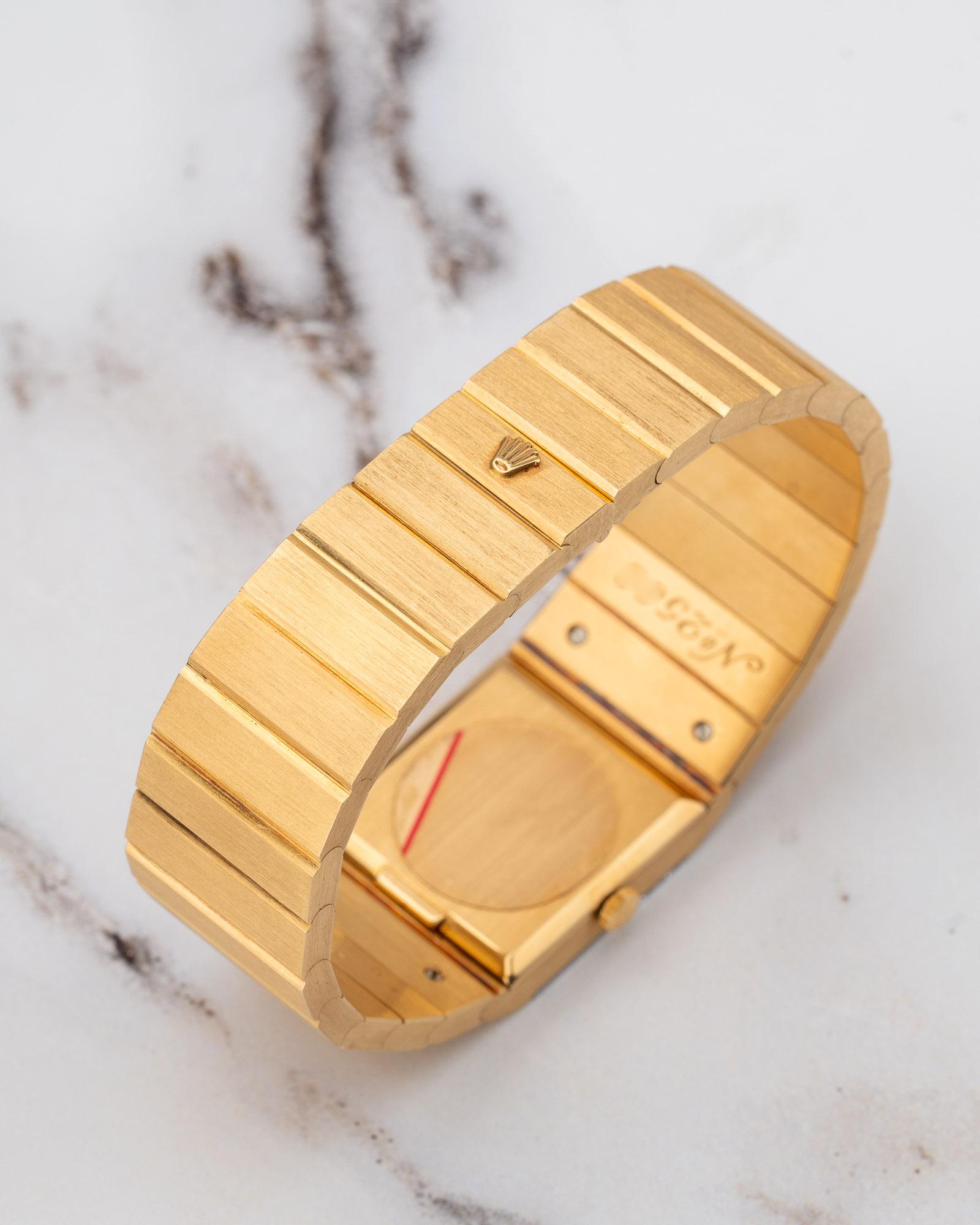 Rolex Midas 3585 Cadran Lapis Lazuli 18k YG 1975 en vente 10