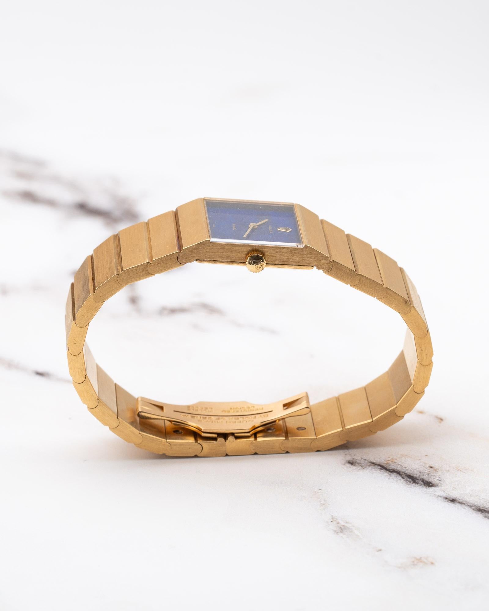 Rolex Midas 3585 Cadran Lapis Lazuli 18k YG 1975 en vente 3