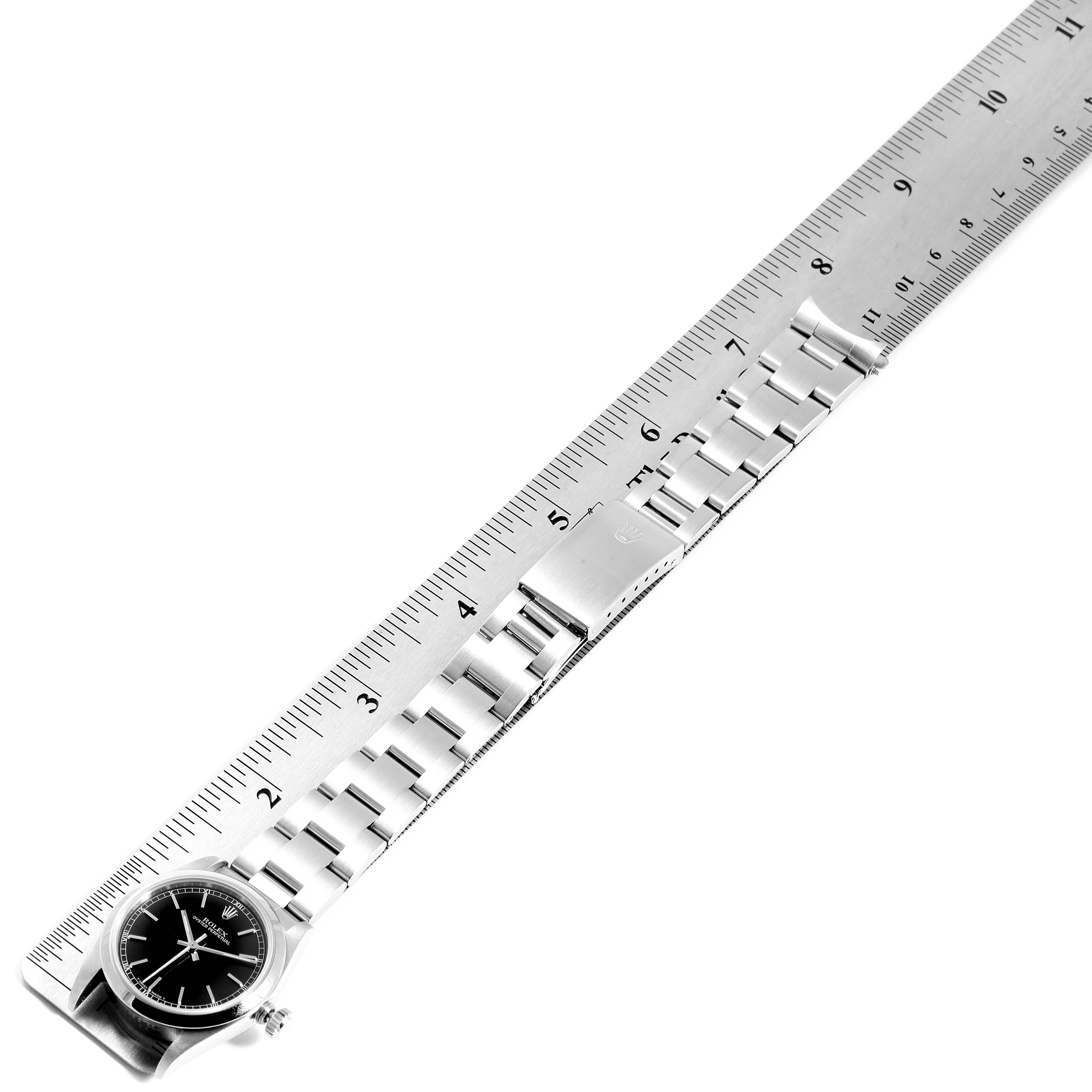 Rolex Midsize Black Baton Dial Steel Ladies Watch 77080 6