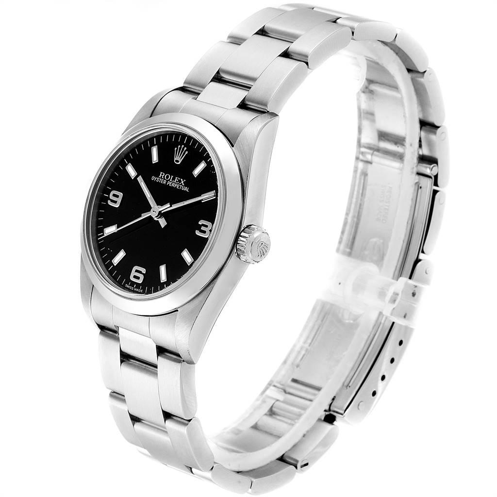 Women's Rolex Midsize 31 Black Baton Dial Steel Ladies Watch 77080 For Sale