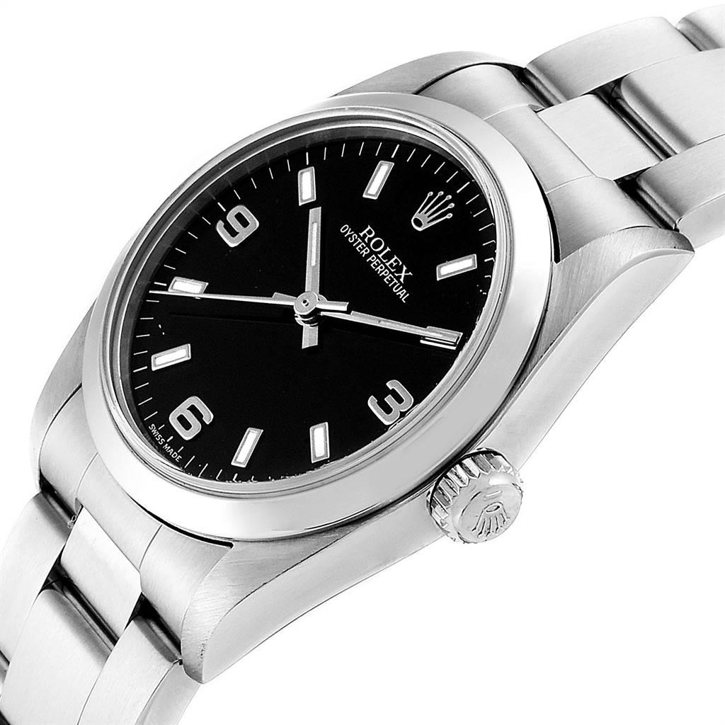 Rolex Midsize 31 Black Baton Dial Steel Ladies Watch 77080 For Sale 1