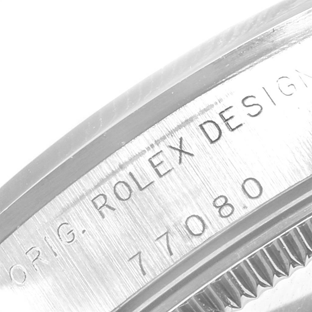 Rolex Midsize 31 Black Baton Dial Steel Ladies Watch 77080 For Sale 2