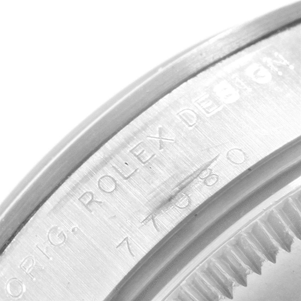 Rolex Midsize 31 Black Baton Dial Steel Ladies Watch 77080 For Sale 5