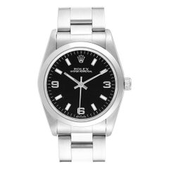 Rolex Midsize 31 Black Baton Dial Steel Ladies Watch 77080