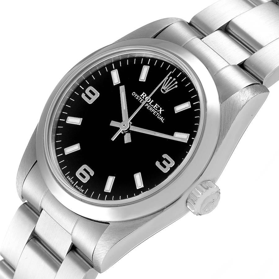 Rolex Midsize 31 Black Dial Domed Bezel Steel Ladies Watch 77080 1