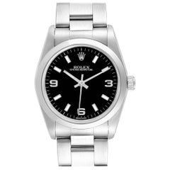 Rolex Midsize 31 Black Dial Oyster Bracelet Steel Ladies Watch 77080