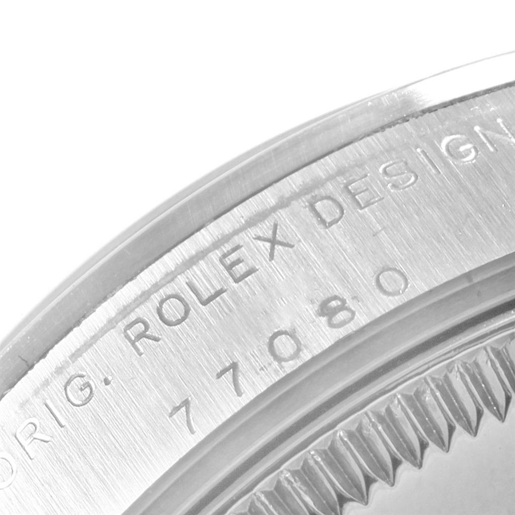 Rolex Midsize Blue Dial Oyster Bracelet Steel Ladies Watch 77080 1