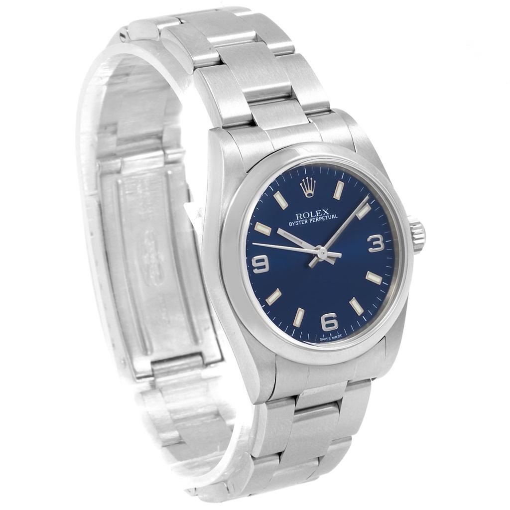 Rolex Midsize Blue Dial Oyster Bracelet Steel Ladies Watch 77080 3