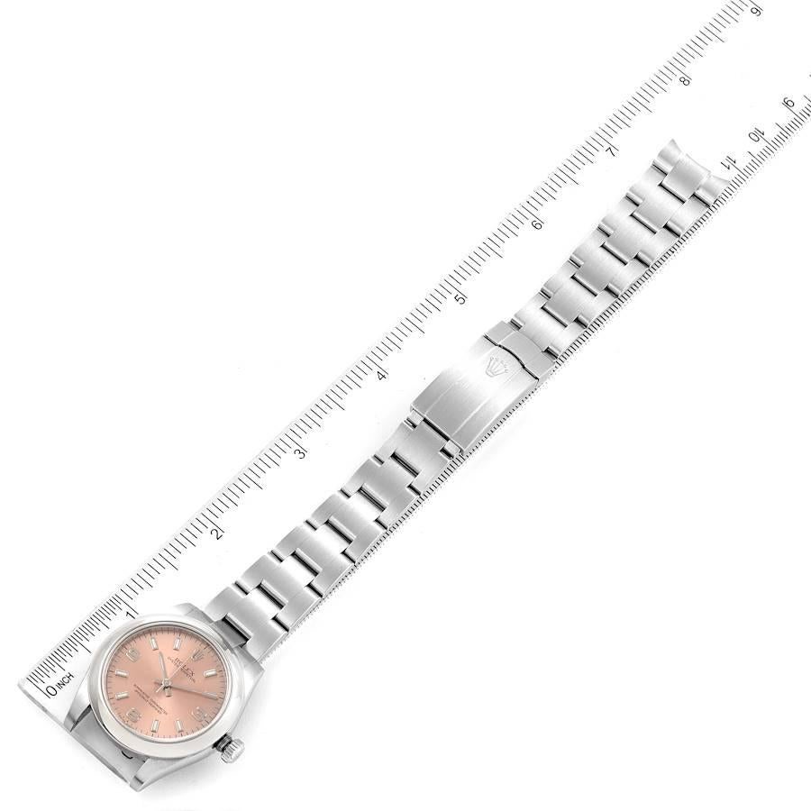 Rolex Midsize 31 Salmon Dial Domed Bezel Steel Ladies Watch 177200 3