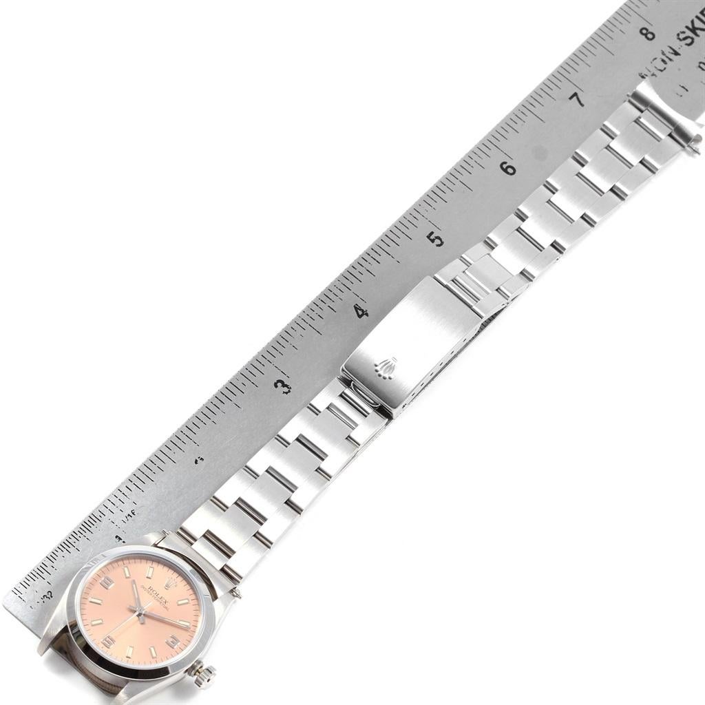 Rolex Midsize Salmon Dial Oyster Bracelet Steel Ladies Watch 67480 For Sale 7
