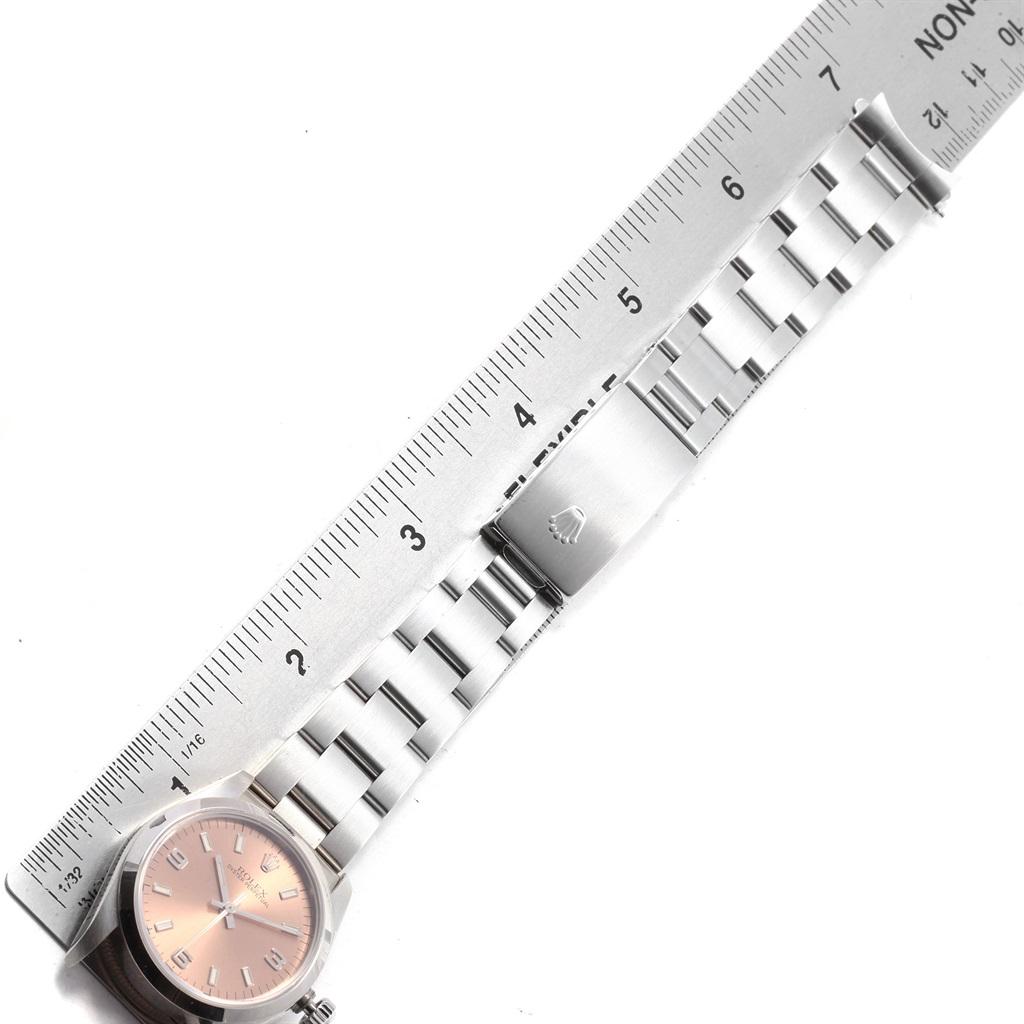 Rolex Midsize 31 Salmon Dial Oyster Bracelet Steel Ladies Watch 67480 For Sale 8