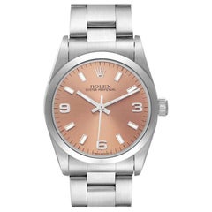 Rolex Midsize 31 Salmon Dial Oyster Bracelet Steel Watch 67480 Box Papers