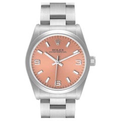Rolex Midsize 31 Salmon Dial Oyster Bracelet Steel Watch 67480 Box Papers