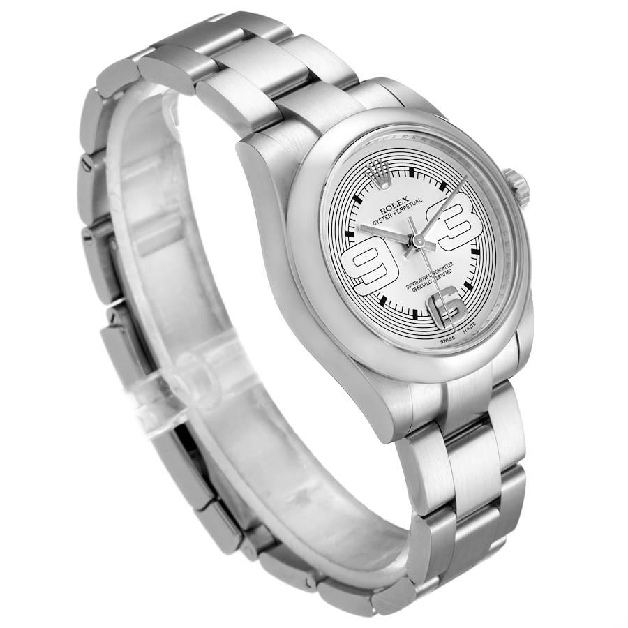 Rolex Midsize 31 Silver Dial Domed Bezel Steel Ladies Watch 177200 In Excellent Condition In Atlanta, GA