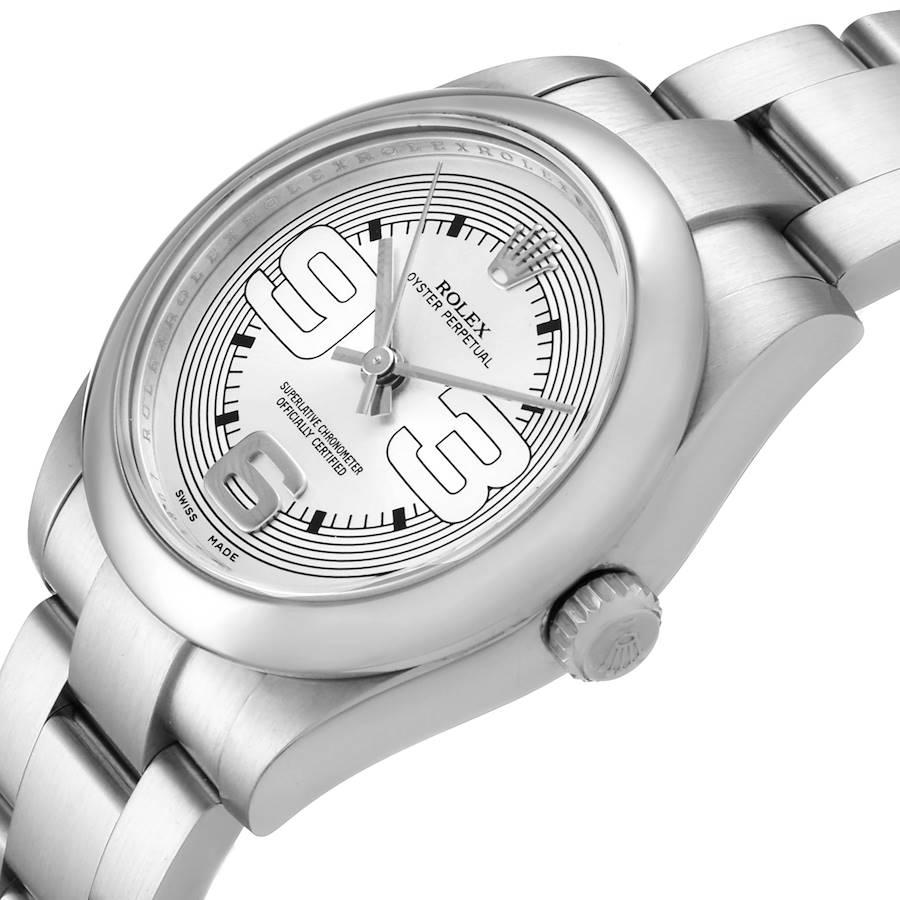 Rolex Midsize 31 Silver Dial Domed Bezel Steel Ladies Watch 177200 1