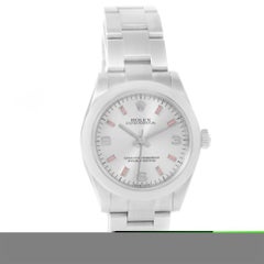 Rolex Midsize 31 Silver Dial Pink Hour Markers Steel Ladies Watch 177200