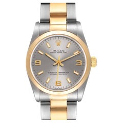 Rolex Midsize 31 Slate Dial Yellow Gold Steel Ladies Watch 67483 Box Papers