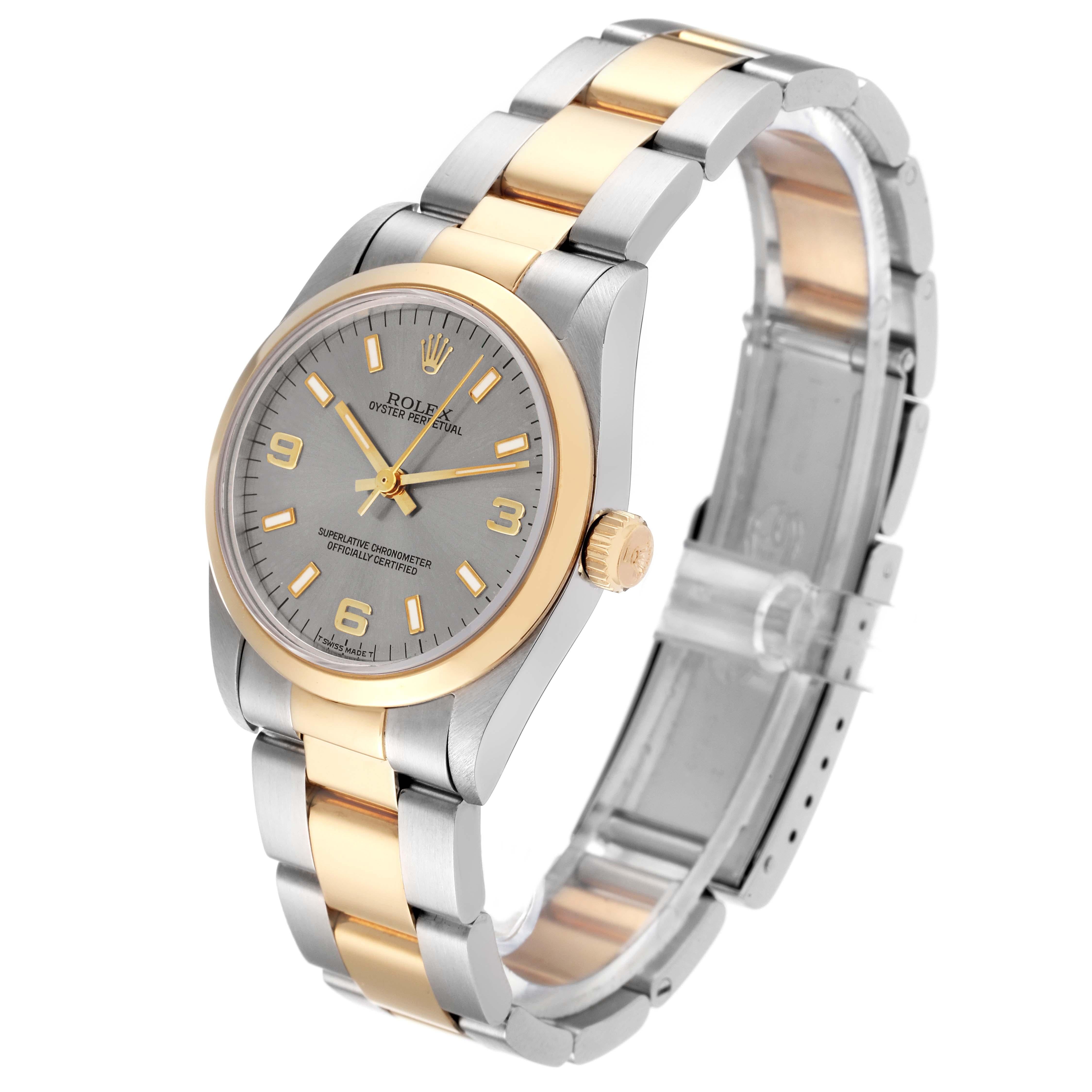 Women's Rolex Midsize 31 Slate Dial Yellow Gold Steel Ladies Watch 67483