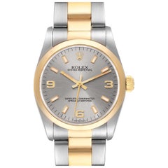 Rolex Midsize 31 Slate Dial Yellow Gold Steel Ladies Watch 67483