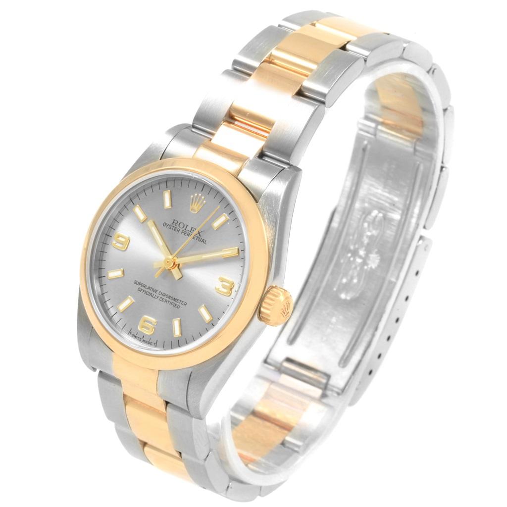 Women's Rolex Midsize Slate Dial Yellow Gold Steel Ladies Watch 77483