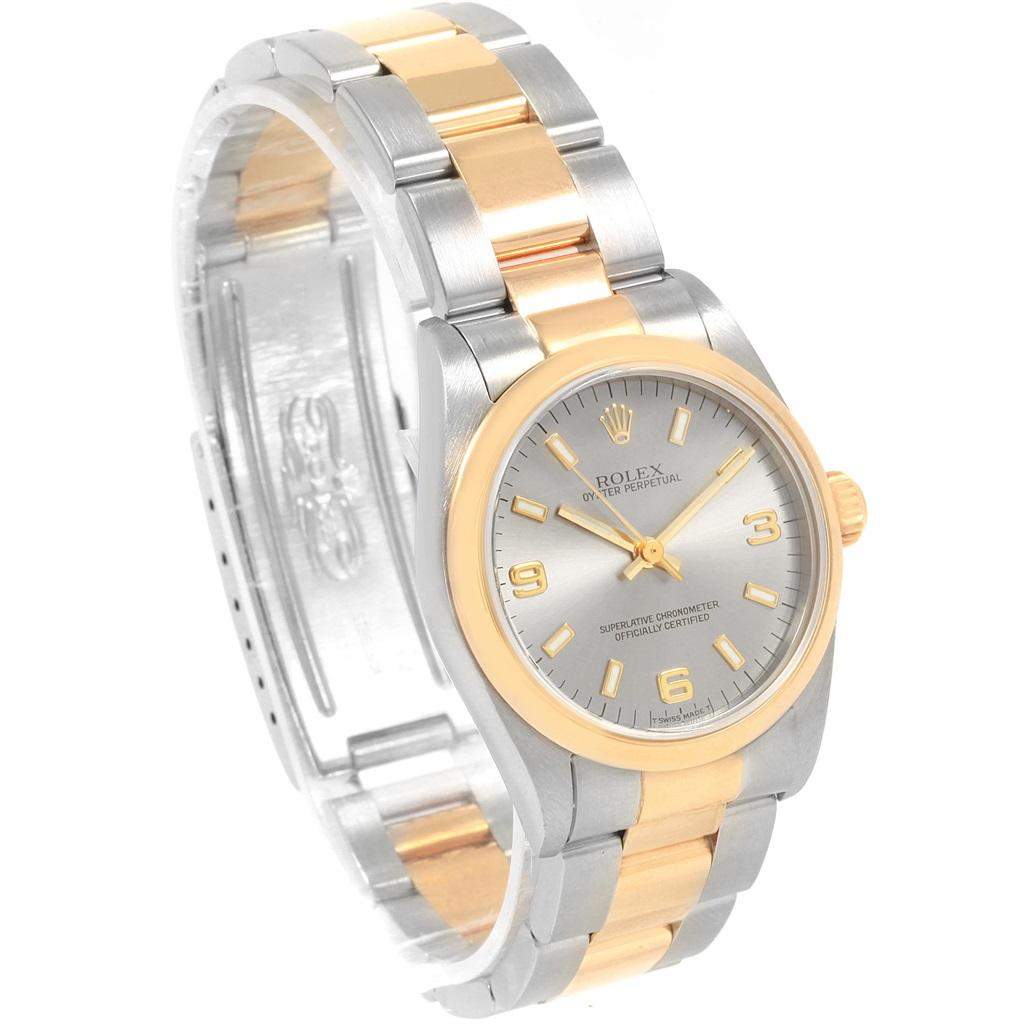 Rolex Midsize Slate Dial Yellow Gold Steel Ladies Watch 77483 1