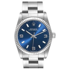 Rolex Midsize 31 Steel White Gold Blue Dial Ladies Watch 67514