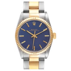 Rolex Midsize 31 Yellow Gold Steel Fluted Bezel Ladies Watch 67513