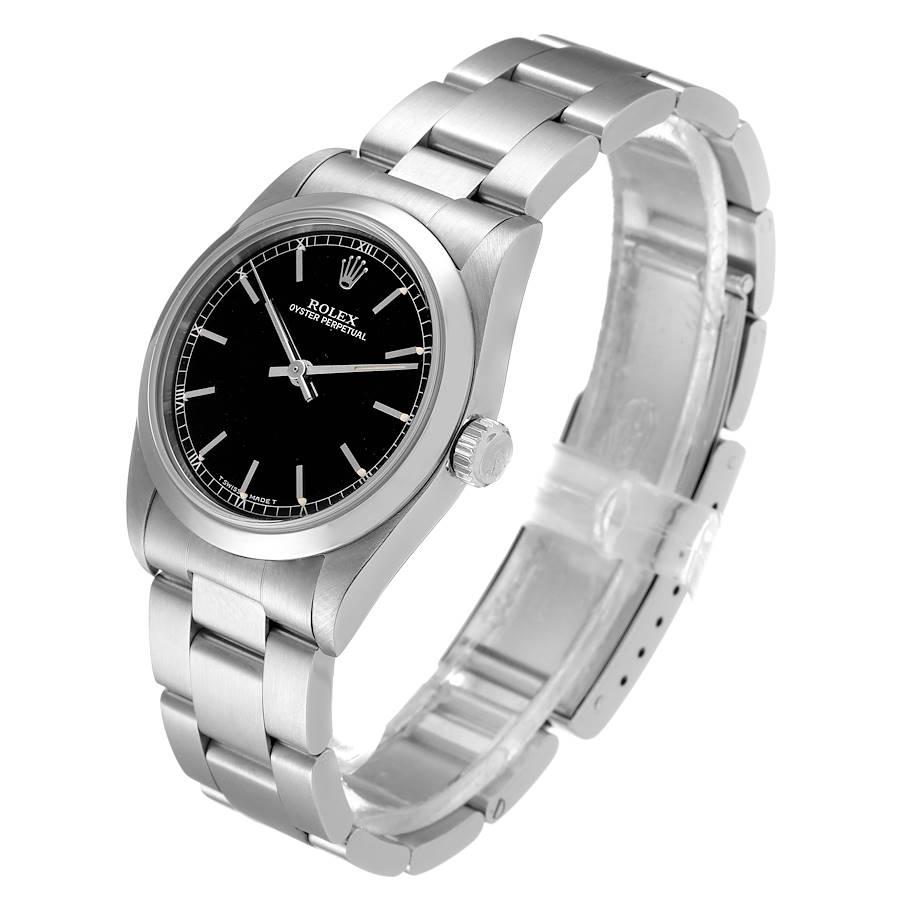 Women's Rolex Midsize Black Dial Automatic Steel Ladies Watch 67480 For Sale
