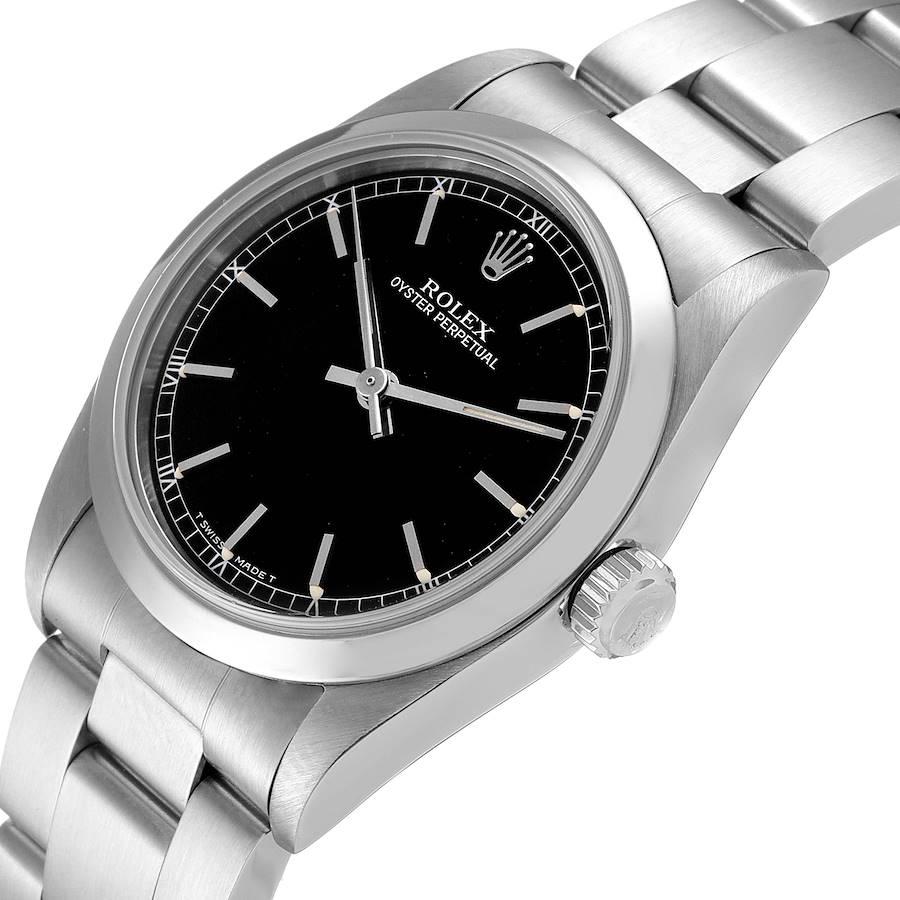 Rolex Midsize Black Dial Automatic Steel Ladies Watch 67480 For Sale 1