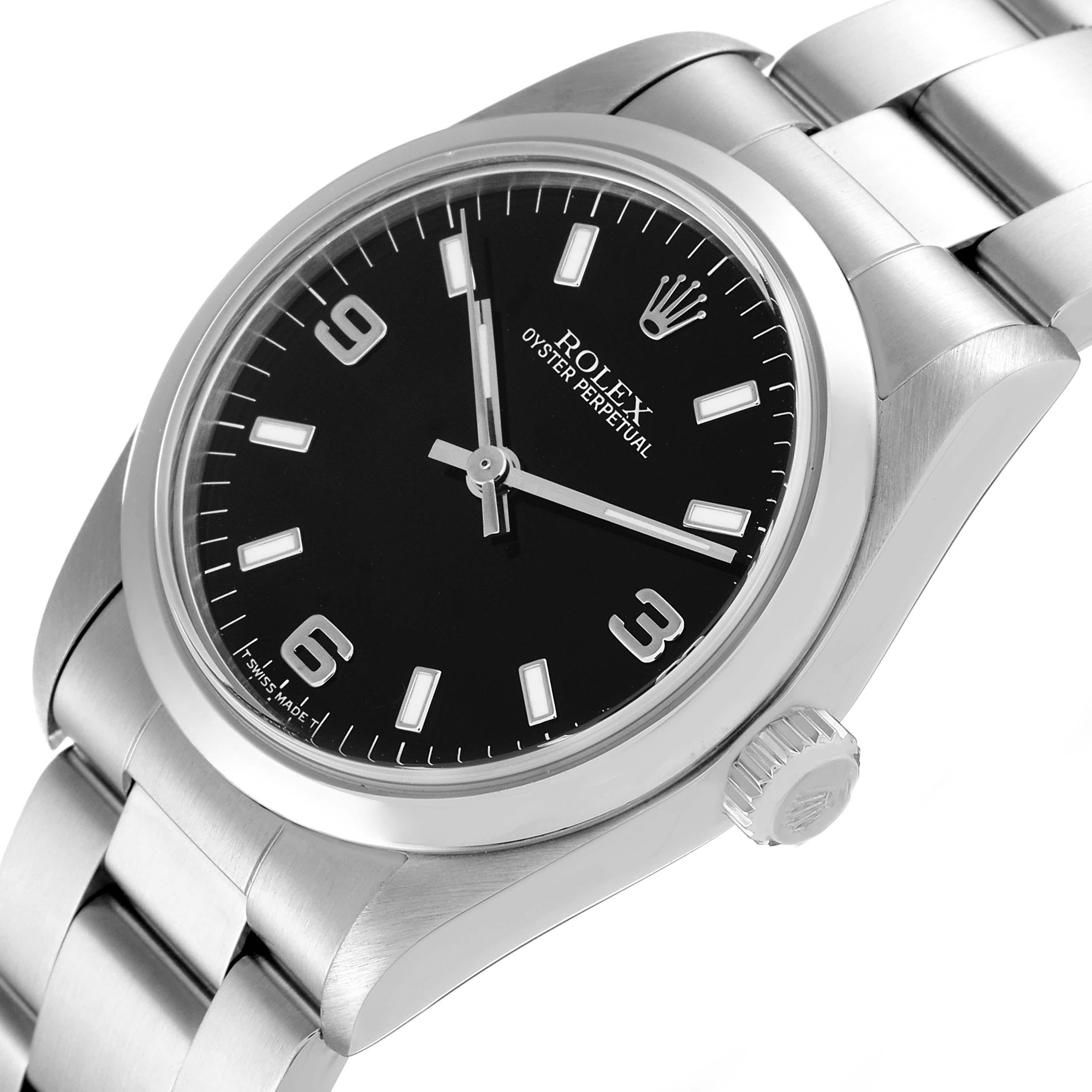 Women's Rolex Midsize 31mm Black Dial Automatic Steel Ladies Watch 67480