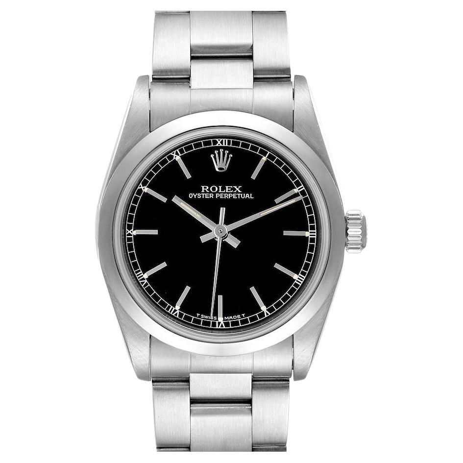 Rolex Midsize Black Dial Automatic Steel Ladies Watch 67480 For Sale