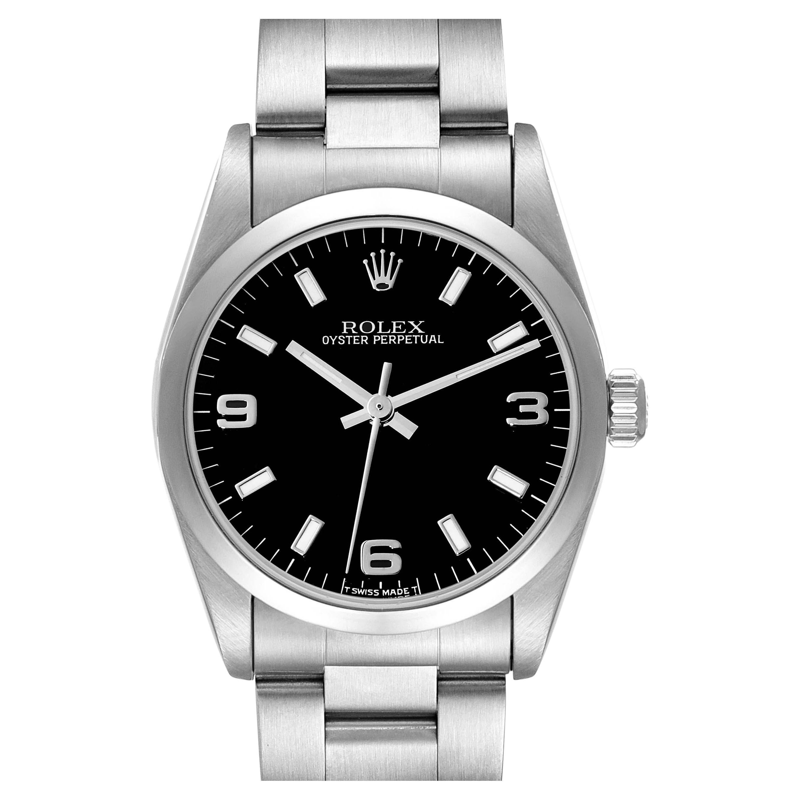 Rolex Midsize 31mm Black Dial Automatic Steel Ladies Watch 67480